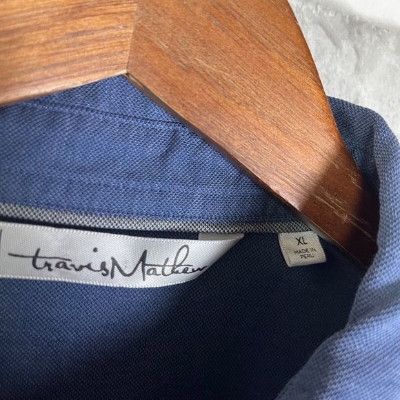 Travis Matthew Pima Cotton Poly Solid Navy Golf Polo Shirt 4 Button Mens Size XL - Picture 3 of 8